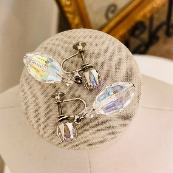 Vintage Aurora Borealis Deco Crystal Earrings 💎 💎 - Picture 3 of 9